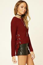 Forever21 Lace-up Crew Sweater