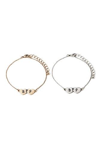 Forever21 Bff Charm Bracelet Set (b.silver)