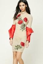 Forever21 Rose Embroidered Bodycon Dress