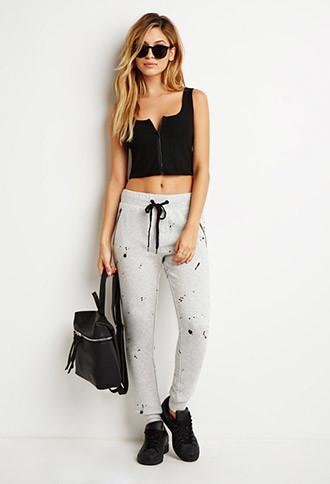 Forever21 Zipped Paint Splatter Sweatpants