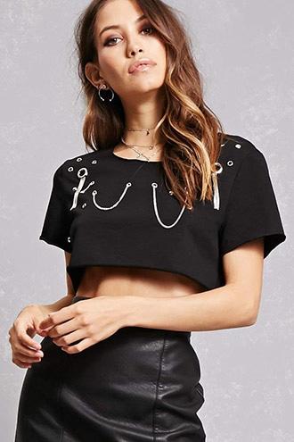 Forever21 Grommet Chain Crop Top