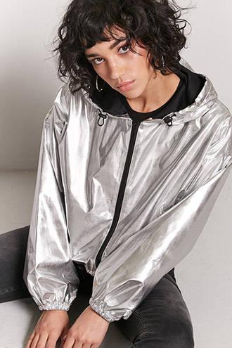 Forever21 Metallic Windbreaker Jacket