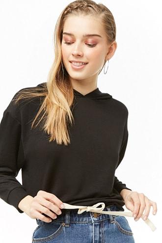 Forever21 Hooded French Terry Pullover Top