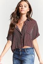 Forever21 Pinstripe Cuff-sleeve Shirt