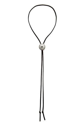 Forever21 Black & Silver Etched Pendant Necklace