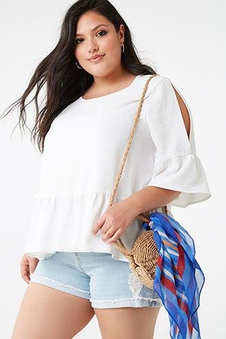 Forever21 Plus Size Split Trumpet-sleeve Top