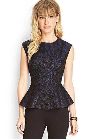 Forever21 Contemporary Luxe Lace Peplum Top