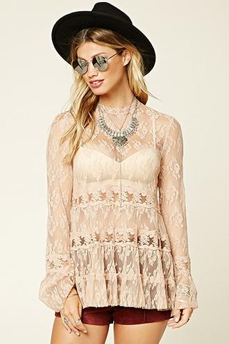 Love21 Women's  Contemporary Semi-sheer Tunic