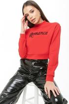 Forever21 Romance Graphic Cropped Sweatshirt