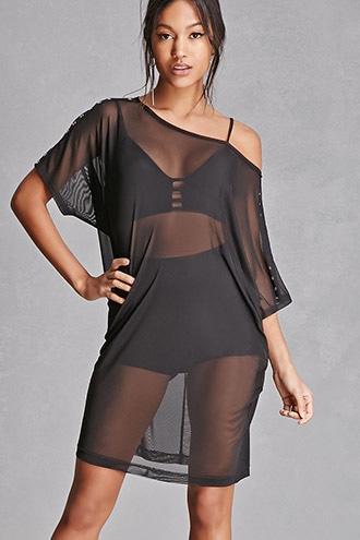 Forever21 Sheer Mesh Grommet Tunic