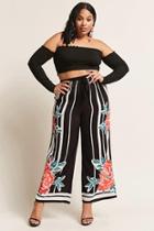 Forever21 Plus Size Stripe & Floral Palazzo Pants