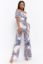 Forever21 Ornate Print Off-the-shoulder Jumpsuit