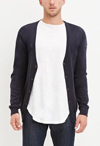 21 Men Classic Button-down Cardigan (navy)