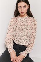 Forever21 Sheer Floral Pintucked Top