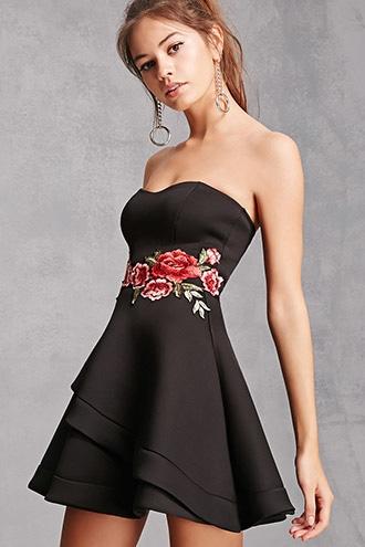 Forever21 Embroidered Strapless Mini Dress