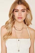 Forever21 Gold & Berry Sorbet Faux Stone Layered Necklace