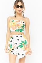 Forever21 Floral Polka Dot Citrus Print Cami Crop Top