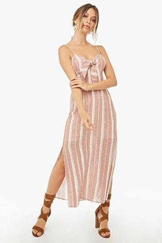 Forever21 Striped Linen Midi Dress
