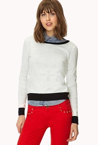 Forever21 Contrast Round Neck Sweater