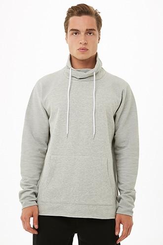 Forever21 Ribbed-sleeve Fleece Hoodie