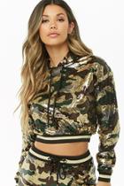 Forever21 Hooded Sequin Camo Varsity Top