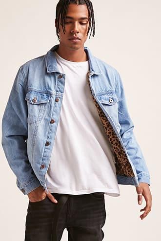 Forever21 Leopard-lined Denim Jacket