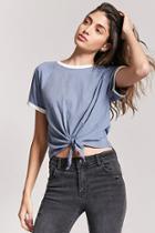 Forever21 Tie-front Ringer Tee