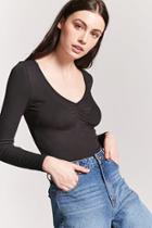 Forever21 Ruched Ribbed Knit Top