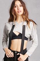 Forever21 Contrast Tie Cropped Hoodie