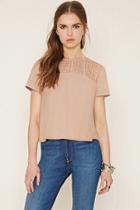 Forever21 Women's  Crocheted Faux Suede Boxy Top
