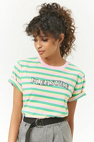 Forever21 Striped Pleasure Graphic Tee