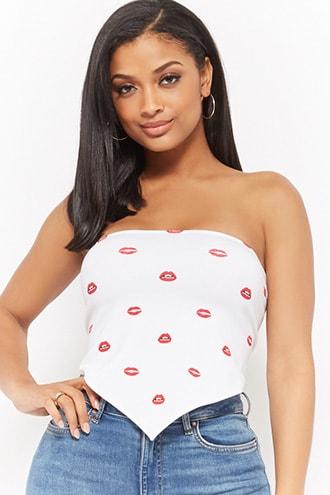 Forever21 Lip Print Tube Top