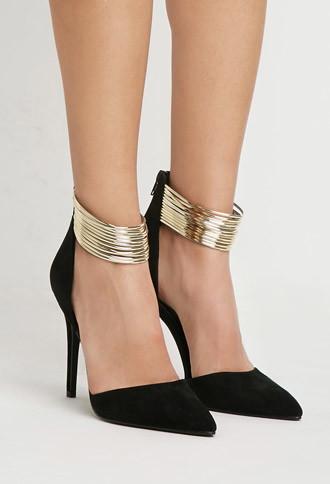 Forever21 Strappy Metallic Ankle Pump