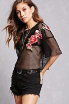 Forever21 Mesh Floral Appliques Top