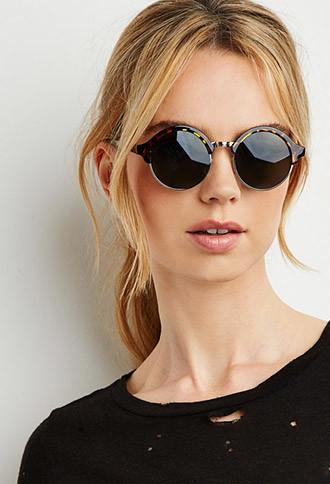 Forever21 Half-rim Round Sunglasses (brown/gold)