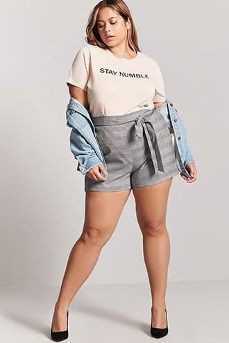 Forever21 Plus Size Glen Plaid Woven Shorts
