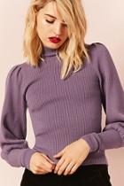 Forever21 Mock Neck Puff Sleeve Top