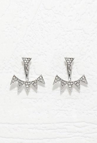 Forever21 Triangle Rhinestone Ear Jackets (silver/clear)