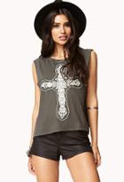 Forever21 Crocheted Cross Muscle Tee