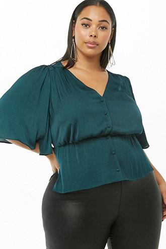 Forever21 Plus Size Satin High-low Top