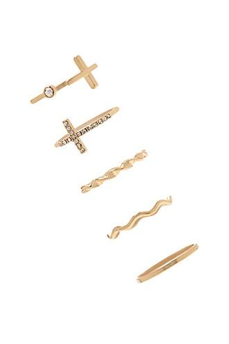 Forever21 Gold & Clear Twisted Classic Ring Set