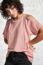 Forever21 Split Graphic Open-shoulder Tee