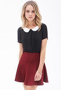Forever21 Pleated Peter Pan Collar Top