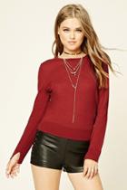 Forever21 Women's  Brick Ribbed Crew Neck Sweater