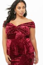 Forever21 Plus Size Crushed Velvet Twist-front Top