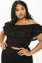 Forever21 Plus Size Floral Lace Off-the-shoulder Crop Top
