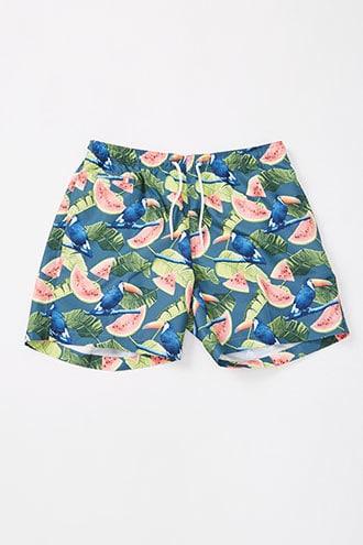 Forever21 Trunks Surf & Swim Tropical Print Swim Trunks