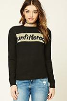 Forever21 Women's Black & Gold Unfiltered Graphic Sweater