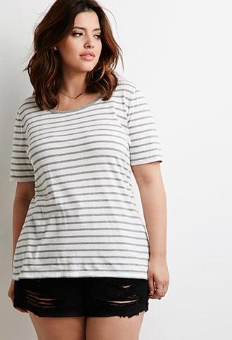 Forever21 Plus Size Striped Crew Neck Tee