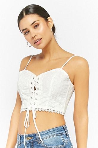 Forever21 Eyelet Crop Cami